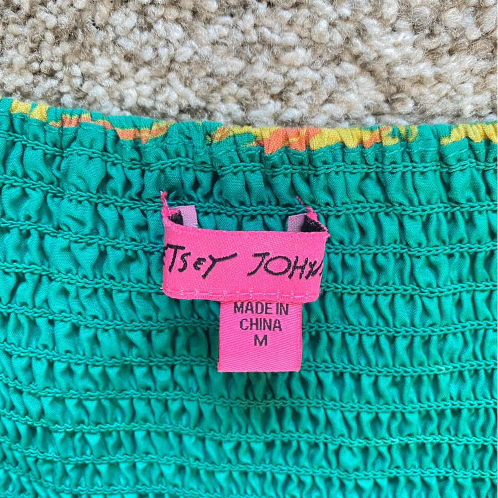 Betsey Johnson Tropical Smocked Maxi Dress, Medium - Picture 8 of 9